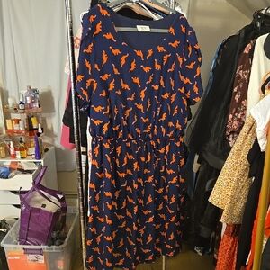 Navy dinosaur  Print Dress plus size